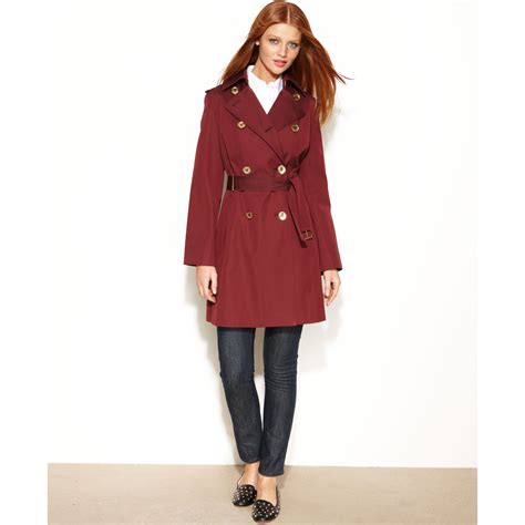 michael kors long zipper burgundy coat|Michael Kors ladies jackets.